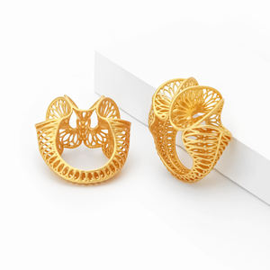 طباعة ثلاثية الأبعاد خاتم مجوف زهرة تجاعيد فاخر دبي للزفاف نارسيسوس مؤشر مجوهرات إصبع للنساء حفل زفاف - Product Image 3