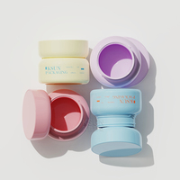 Pots cosmétiques rouges de bouteille de lotion de crème de visage en plastique de la forme ronde 50ml avec des couvercles pour l'emballage de soins de la peau