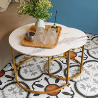 Ensemble de tables basses gigognes rondes en marbre de style nordique moderne de luxe pour la maison, l'appartement, le bureau, le bar, meubles parfaits pour le salon