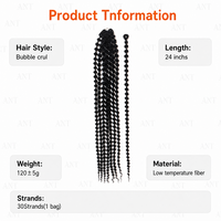 Tresses au crochet pré-bouclées effet bulle 24 pouces, extensions de cheveux souples noires pour femmes africaines