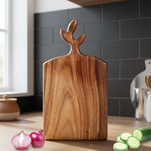 Tabla de Cortar de Madera Rectangular con Asa, Tabla de Cocina con Acabado Natural, Apta para Lavavajillas, Resistente al Moho, con Patas Antideslizantes - Product Image 1