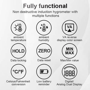 Medidor De Umidade Não-Invasivo Testador De Umidade De Madeira Higrômetro Detector De Umidade De Madeira De Madeira Digital Densidade Medidor De LCD - Product Image 3