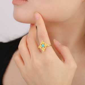 Nudo de bruja <span class=keywords><strong>con</strong></span> <span class=keywords><strong>anillos</strong></span> ajustables de piedra azul, Vintage amuleto de <span class=keywords><strong>brujería</strong></span>, joyería de acero inoxidable, <span class=keywords><strong>anillos</strong></span> de nudo celta, regalo - Product Image 2