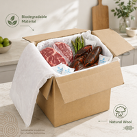 Paquete Aislante Personalizado DR Ecológico, de Grado Alimenticio, Biodegradable, con Forro Térmico de Lana, para Alimentos Congelados, para Entrega en Supermercados
