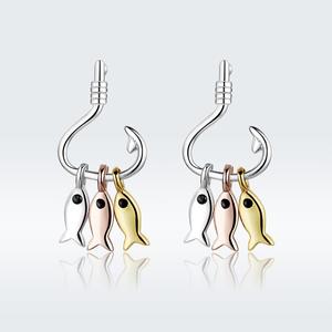 Tres pequeños peces s925 pendientes de plata esterlina de plata femenina pendientes - Product Image 6