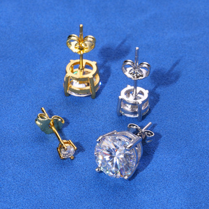Boucles <span class=keywords><strong>d</strong></span>'Oreilles Clous Moissanite VVS NUOYA en Argent Sterling 925, <span class=keywords><strong>Diamant</strong></span> Rond 3-10mm Plaqué <span class=keywords><strong>Or</strong></span> <span class=keywords><strong>Blanc</strong></span>, Bijoux Fins Cadeau - Product Image 5