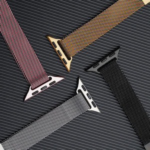 أشرطة حلقية ميلانية مغناطيسية عالية الجودة رفيعة من الفولاذ المقاوم للصدأ لساعة أبل 9 8 7 6 5 4 <span class=keywords><strong>3</strong></span> 41 48 48 من الفولاذ من من من من المعدن الشبكي - Product Image 4