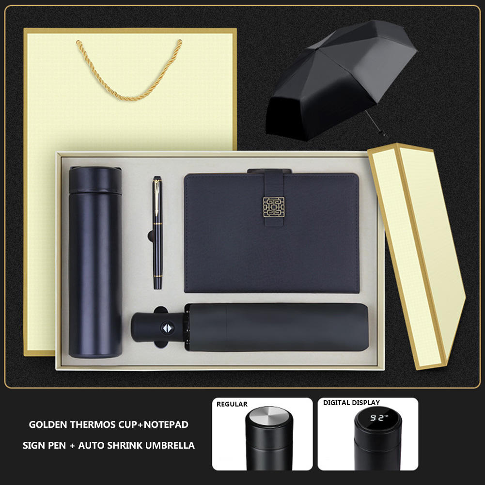 Black-Water bottle/Notebook/Pen/Umbrella