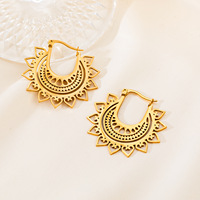 Pendientes de acero inoxidable para mujer elegantes de moda americana europea, corazón de ganchillo de corte Retro Simple geométrico