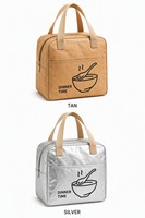 Sac isotherme portable en cuir écologique lavable, papier DuPont, aluminium, style minimaliste moderne, sac bento