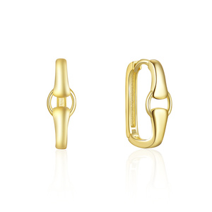 CANNER Joyería Geométrica Minimalista, Pendientes de Aro Ovalados de Plata de Ley 925 con Diseño de Herradura y Doble Baño de Color, de Moda - Product Image 1