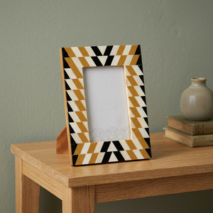 BS INTERNATIONAL NA191 Free Standing Handmade American Bone Inlay Vertical Square Photo <b>Frame</b> Office Tabletop Wedding - Product Image 1