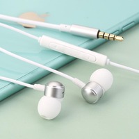 Earphone Berkabel Jack 3.5mm In-ear Stereo Bass dengan Mikrofon Headphone Earbuds untuk Olahraga Samsung iPhone