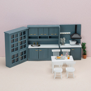 Nuevo 1:12 cocina en miniatura de madera mesa de cocina y silla de comedor gabinete traje escena accesorios DIY juguete casa de muñecas - Product Image 5