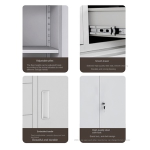 ארון תיוק משרדי מפלדה עם מגירות, דלת זכוכית חסינת אש, מנעול, עיצוב מודרני ופשוט, תוצרת סין, לאחסון בחדר פיננסי. - Product Image 4