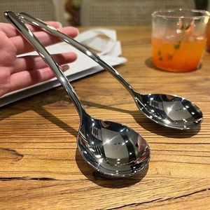 Cuillère coréenne en acier inoxydable 304, épaisse, à long manche, durable, pour soupe et riz, ustensile de cuisine domestique - Product Image 4