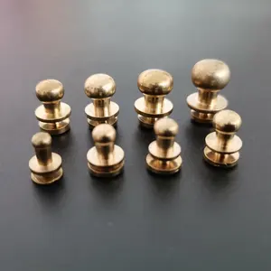 Wholesale Solid Brass Sam Browne Round Button screw Studs Nail Rivets button screw stud spike