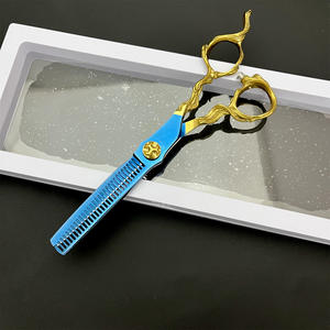 กรรไกรตัดผมปรับแต่งได้ ขนาด 6 นิ้ว กรรไกรซอยผม ใบมีดสีน้ำเงิน สแตนเลส สำหรับคนถนัดขวา ใช้ในงานเสริมสวย - Product Image 2