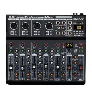 Hot Selling 6-Channel Professional Audio Mixer Console 48V Powered Digital Blue Tooth for Music and Audio Production