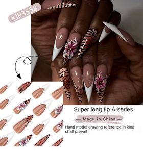 Uñas Postizas 3D Estéreo Francesas de Resina con Cobertura Completa, Gel Armor 2025, Varios Estilos, Frutas, Flores, Uñas Artificiales, Estilo Oceánico Festivo - Product Image 6