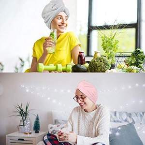 Serviette <span class=keywords><strong>de</strong></span> bain en microfibre pour femmes, à séchage rapide, turban avec bouton, vente en gros, - Product Image 3