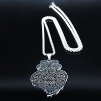 Portugal Folk Viana Coeur Fleur Pendentif Collier pour Femmes Hommes En Acier Inoxydable Argent Couleur Vintage Chaîne Bijoux (NL639)