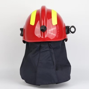 Casque de pompier rouge en fibre de verre durable avec protège-nuque pour les incendies de classe A et B - Product Image 2