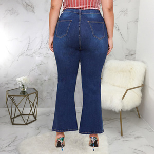 High Quality Plus Size <strong>Jeans</strong> Women Slim Fit Slit Hem Wide Leg <strong>Jeans</strong> Stretchy Casual Denim <strong>Jeans</strong> XL-5XL - Product Image 3