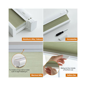 <span class=keywords><strong>Prix</strong></span> d'usine sans fil sans perceuse sans outils stores cellulaires en nid d'abeille occultants pour fenêtres françaises - Product Image 2