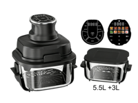 Friteuse à air numérique 2026 5,5L+3L avec fenêtre en verre, fonctionnement électrique, design moderne, nettoyage facile pour usage domestique