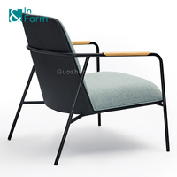 Chaise inclinable à cadre tubulaire en bambou, siège métallique, repose-bras en mousse souple, inclinable, pour salle d'attente, réception, usine