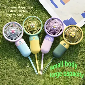 Summer Fresh Flowers Handheld Small Fan Portable Fan USB Charging Creative Handheld Small Fan Cute Candy Color Student Gifts