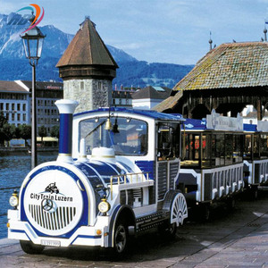 Tren sin rieles con batería diésel, parque de atracciones, atracción turística, tren de carretera para uso en centro comercial a la venta - Product Image 4
