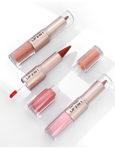 <span class=keywords><strong>Gloss</strong></span> à lèvres liquide mat de haute qualité, double embout, longue durée, imperméable, rouge à lèvres minéral à la mode avec crayon à lèvres OEM - Product Image 2