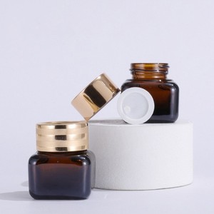 Square Glass Skin Care Bottle 15g Screw Cap Tea Colored Cosmetic Packaging For Cream - Product Image 1