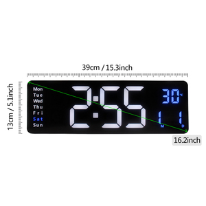 Horloge murale LED de 16 pouces avec affichage numérique minimaliste de la température, de la date et du jour de la semaine, télécommande ABS pour la décoration du <span class=keywords><strong>salon</strong></span> - Product Image 3