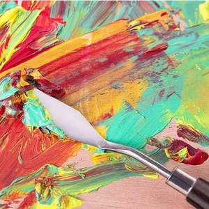 Couteau à <span class=keywords><strong>palette</strong></span> peinture spatule en acier inoxydable couteau à <span class=keywords><strong>palette</strong></span> peinture à l'huile couteaux en métal manche en bois - Product Image 5