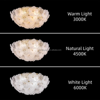 Plafonnier LED en acier et verre de style français, luxe léger européen, en forme de fleur, avec garantie de 3 ans pour chambre à coucher