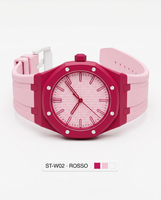 Großhandel Benutzerdefiniertes Logo Damen Royal Pop Style Quarzuhr - 3ATM Wasserdicht Leuchtend Biokeramik-Gehäuse Silikonarmband Armbanduhr