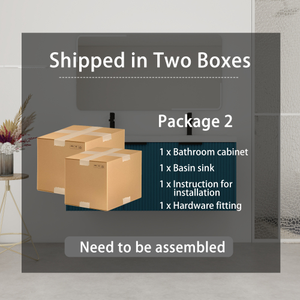 Meuble-lavabo mural de 48 pouces avec double vasque <span class=keywords><strong>en</strong></span> résine et 3 portes à fermeture douce - Product Image 6