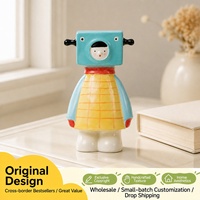 Figurine de Robot Fille en Céramique Colorée pour Décoration de Table Moderne, Vente en Gros, Présentation en Magasin, Fourniture en Vrac pour Boutiques de Cadeaux et Articles d'Accord
