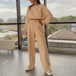 Lancai couleur unie coton biologique tissu 2 pièces haut court ensemble de jogging <span class=keywords><strong>2021</strong></span> casual deux pièces ensemble de vêtements de détente ensembles de vêtements de salon femmes - Product Image 5