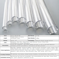 Tube en acrylique PMMA transparent extrudé de grand diamètre, en plastique acrylique transparent, disponible en différentes tailles
