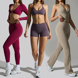 Trend 2026 Set Yoga <span class=keywords><strong>Donna</strong></span> Effetto Nudo, 6 Pezzi, Traspirante, Assorbente, Asciugatura Rapida, Sollevamento Glutei, per Palestra e Sport, MOQ Basso - Product Image 1