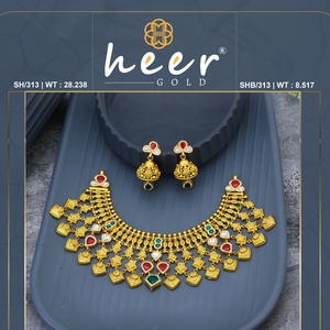 ชุดสร้อยคอเจ้าสาวสีทองดีไซน์เนอร์พร้อมต่างหู jhumka แบบดั้งเดิมเครื่องประดับจัดงานแต่งงานแบบชาติพันธุ์สำหรับผู้หญิงสร้อยคอชั้นดี - Product Image 2