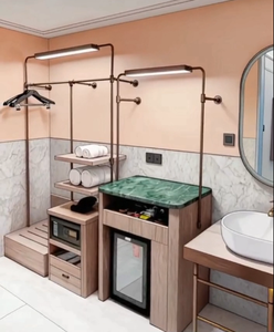 Laiton satiné luxueux hôtel chambre d'hôtes placard ouvert cadre <span class=keywords><strong>en</strong></span> métal garde-robe de plain-pied étagère de rangement personnalisé à la mode à la mode - Product Image 1