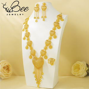 Classic Indonesian 24K Gold Plated Color <b>Jewelry</b> <b>Set</b> Algeria <b>Bridal</b> Wedding Long Tassel Necklace Earring Ring 3pcs <b>Set</b> - Product Image 2