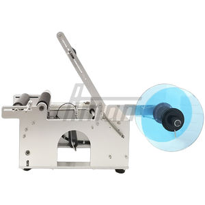 Machine d'étiquetage semi-automatique pour bouteilles rondes, canettes, matériaux métalliques/verre/plastique, utilisation pour les boissons, les aliments, les produits chimiques, facile à utiliser - Product Image 2