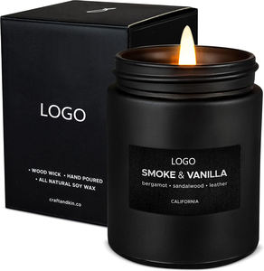 CF personnalisé en gros décor à la maison noir mat bougie pot bouteille cire de soja parfum bougies pots aromatique parfum de maison bougie parfumée - Product Image 1