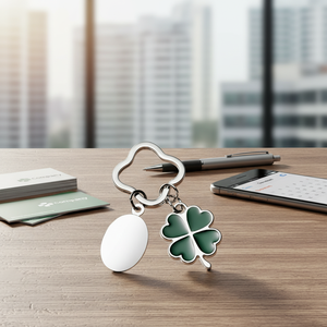 Portachiavi a Quadrifoglio Promozionale con Moschettone Senza Confezione - Product Image 3
